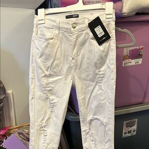 Fashion Nova White Ripped Skinny Jeans